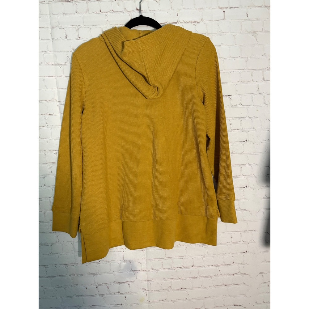 J. Jill Honey Yellow Textured Henley Hoodie Top NWT Size S 42MS-2409 - Picture 2 of 4